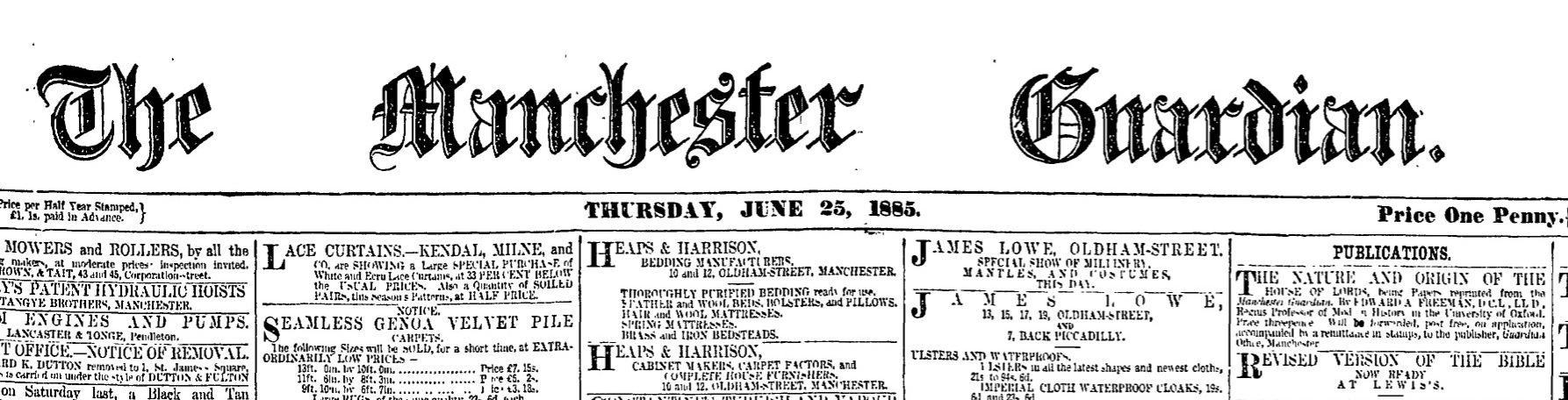 Manchester Guardian 25.6.1885 ProQuest Historical Newspapers: The Guardian (1821-2003) and The Observer (1791-2003)